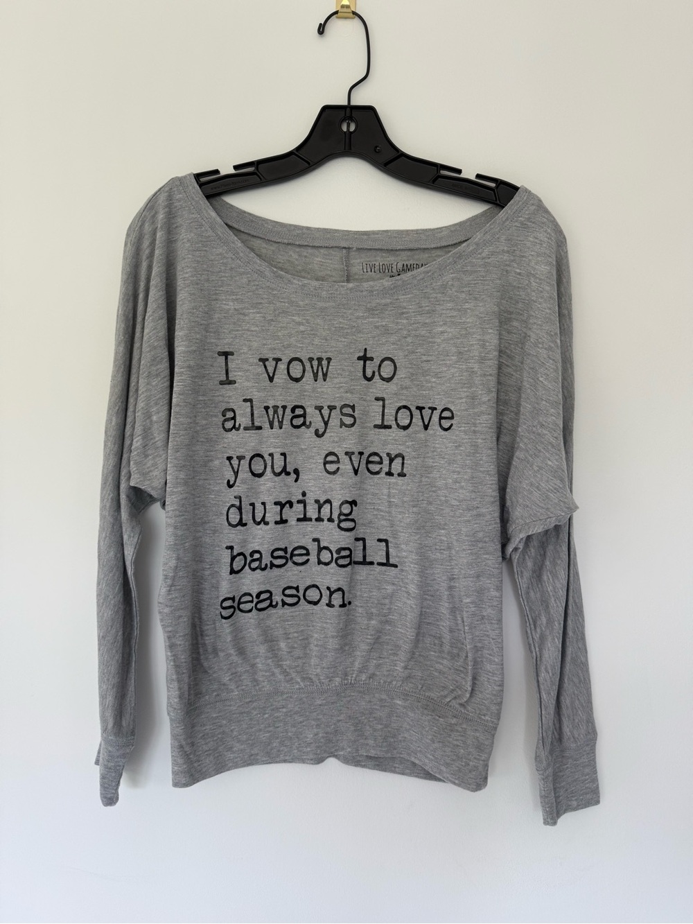 Gray Graphic Long Sleeve Top with Text